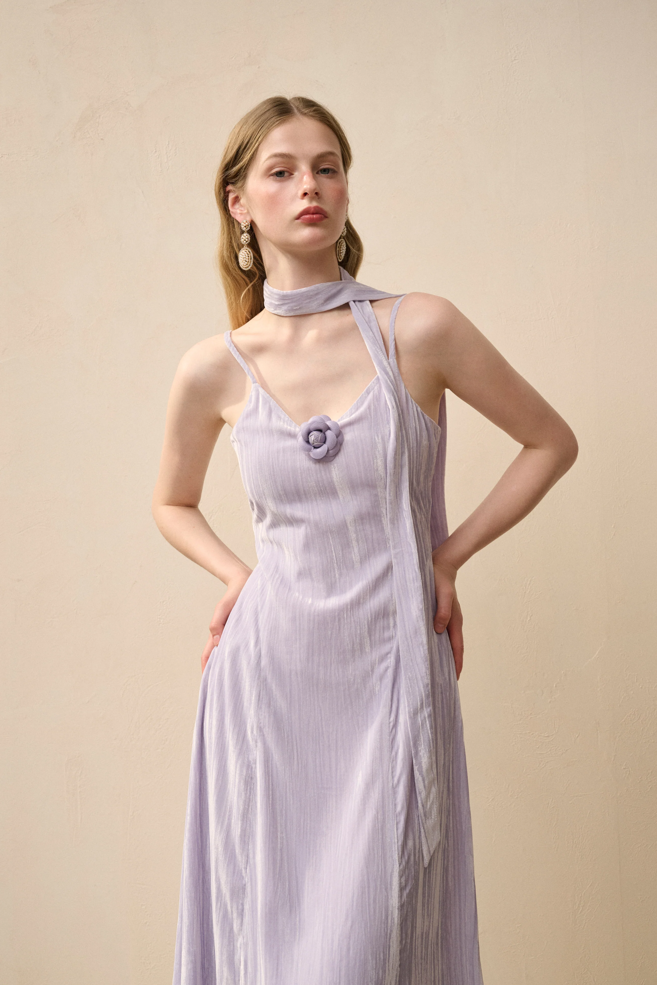 Velvet spaghetti strap maxi dress