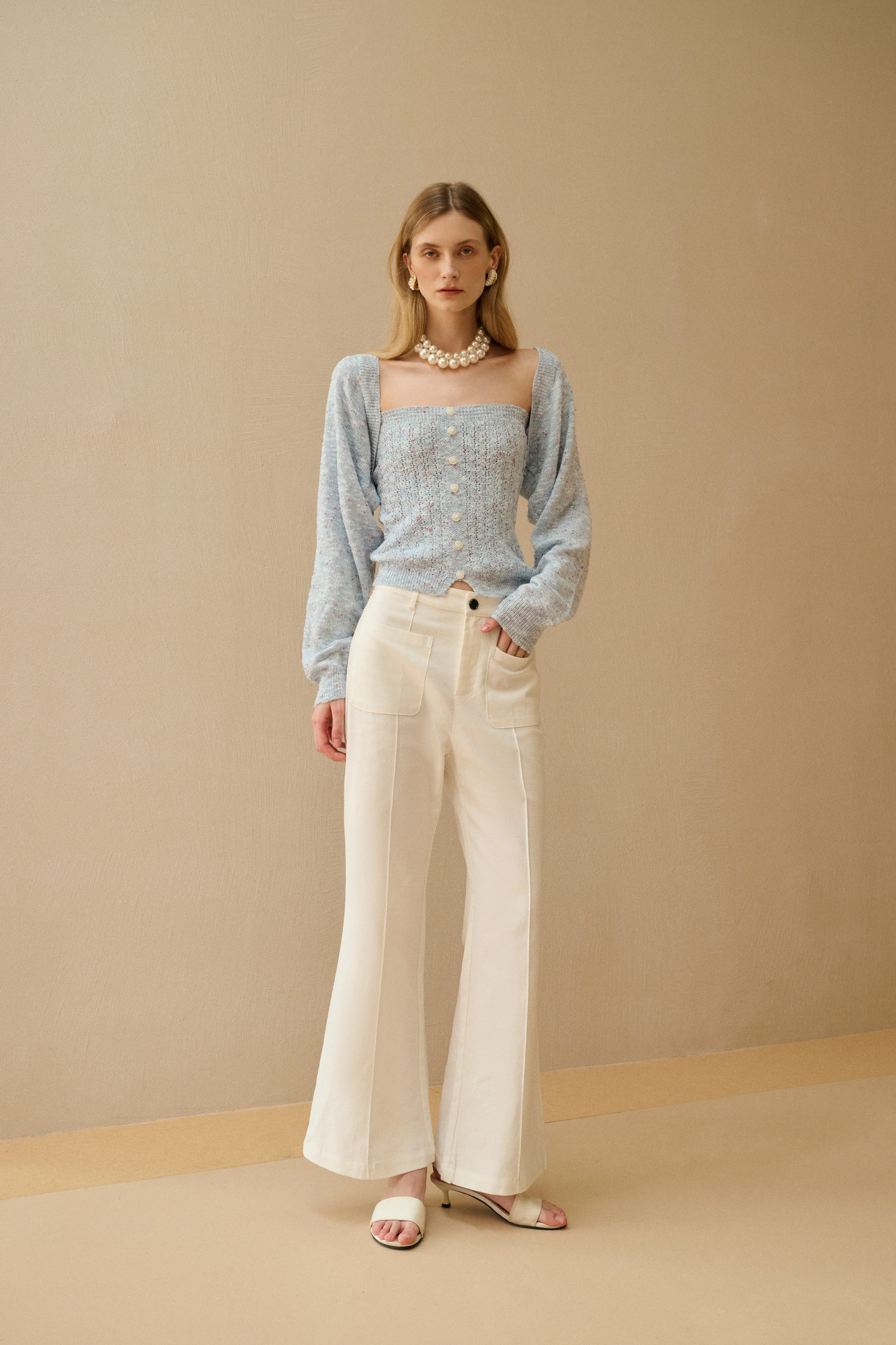 Mid-rise flared pants