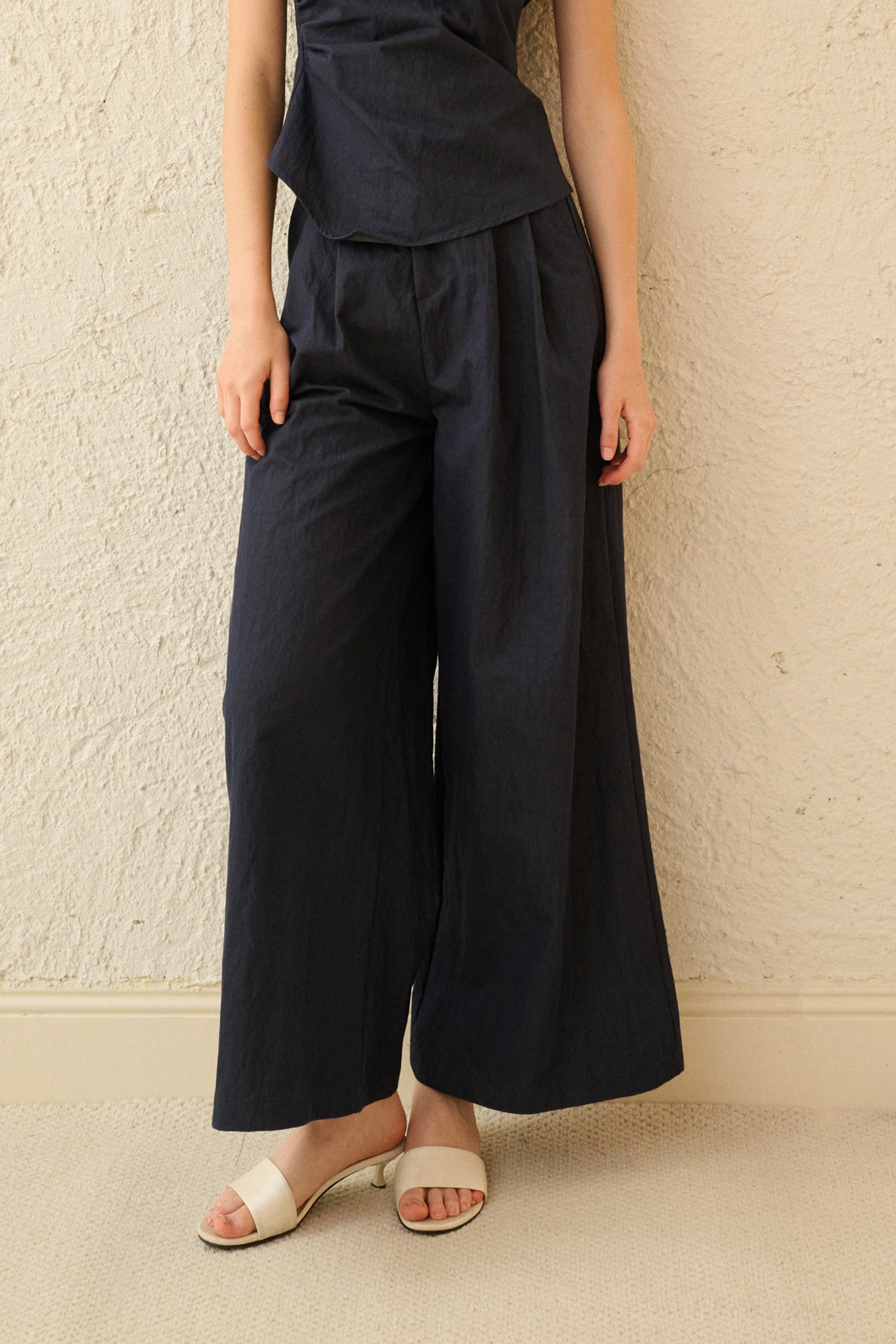 Wide leg denim pants