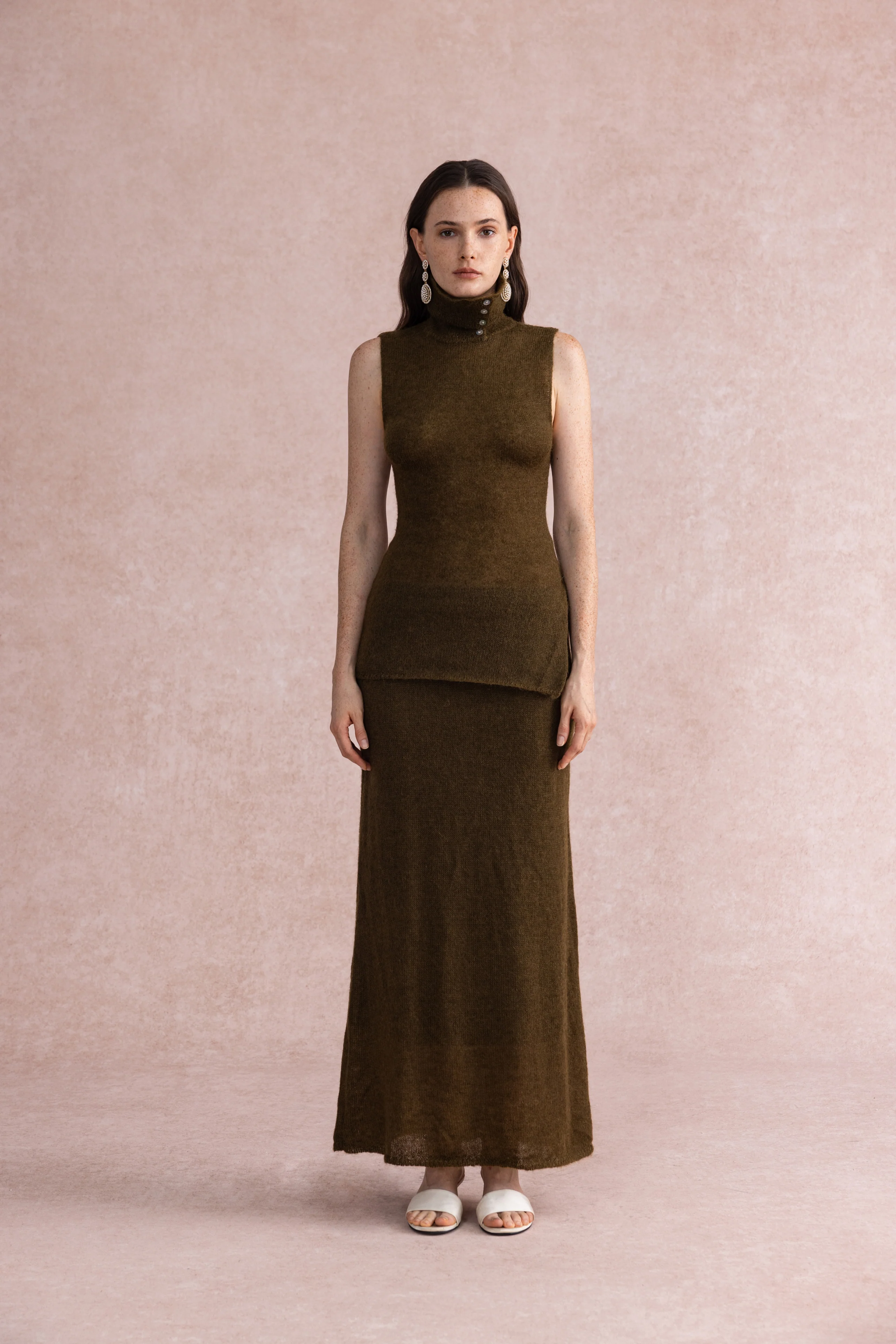 Buttoned turtleneck set