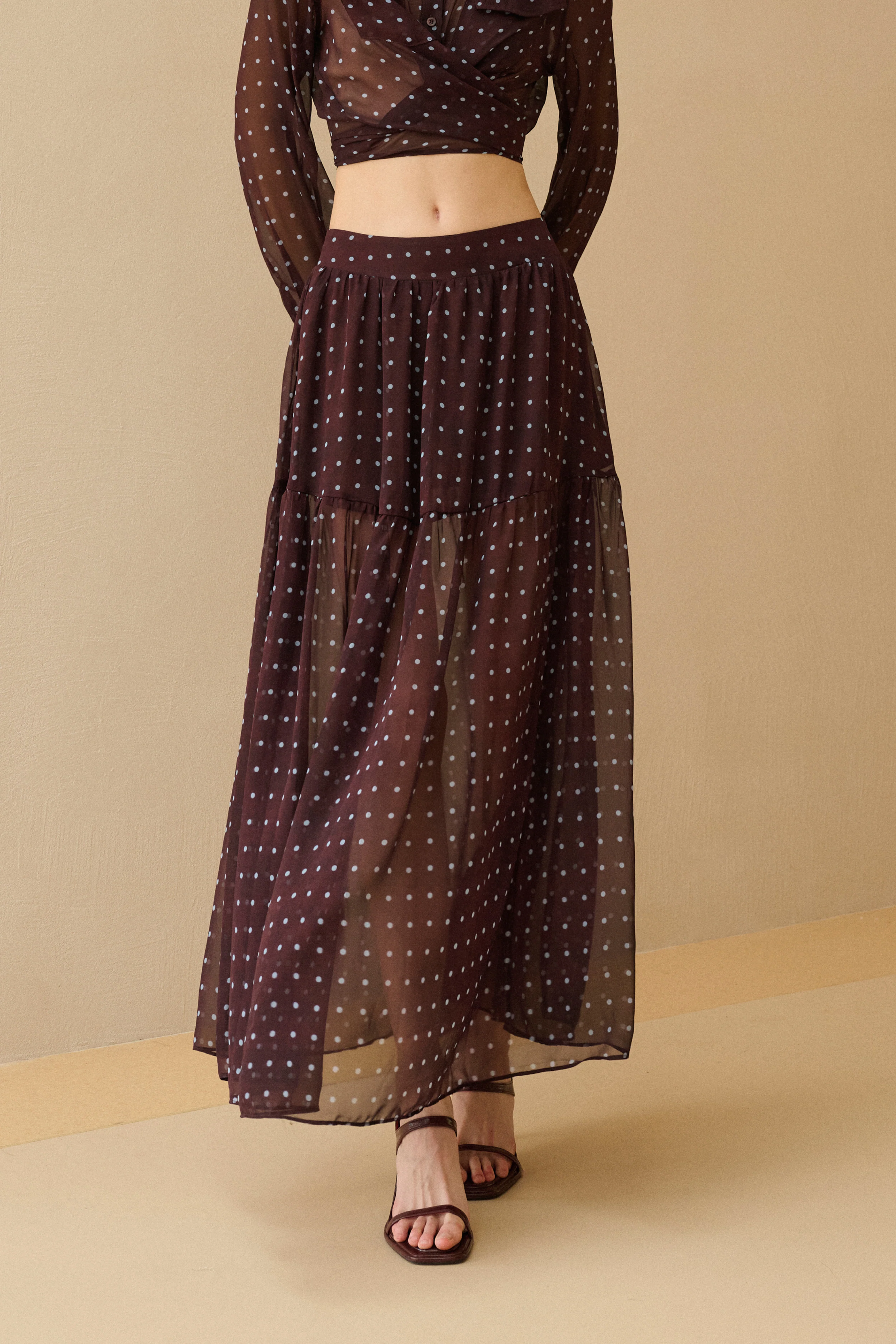 Polka dot A-line skirt